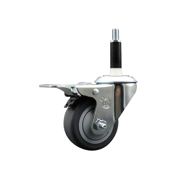 Service Caster 3'' Thermoplastic Rubber Swivel 7/8'' Expanding Stem Caster Total Lock Brake SCC-EXTTL20S314-TPRB-78 - main